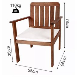 Conjunto para Jardim com 1 Sofá 2 Poltronas 1 Mesa de Centro Madeira Maciça - 7