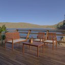 Ver imagem 1 de Conjunto para Jardim com 1 Sofá 2 Poltronas 1 Mesa de Centro Madeira Maciça Marrom