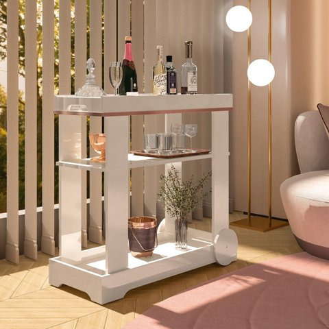 Carrinho Bar 1 Prateleira e Bandeja Rose