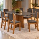 Ver imagem 1 de Mesa de Jantar Retangular Jacarta com 6 Cadeiras Sol Cinza/Mel/Grafite