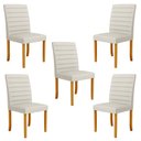 Ver imagem 1 de Kit 5 Cadeiras de Sala de Jantar Estofadas Veiga Madeira Maciça Linho Off White G78 - Gran Belo Cade