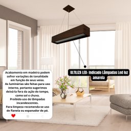 Lustre Pendente Madeira Redondo T8 64x13 Cm para Sala de Estar Sala de Jantar Cor Málaga - 3
