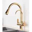 Ver imagem 2 de Torneira Cozinha Gourmet Pia Cuba Filtro Dourada Duas Saídas