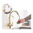 Ver imagem 5 de Torneira Cozinha Gourmet Pia Cuba Filtro Dourada Duas Saídas