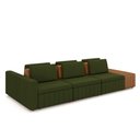 Ver imagem 2 de Sofá Ilha com Encosto e Almofadas Móveis Olimpo 395cm Modulado Linho/pu Verde/caramelo G45 - Gran Be