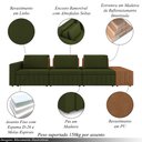 Ver imagem 3 de Sofá Ilha com Encosto e Almofadas Móveis Olimpo 395cm Modulado Linho/pu Verde/caramelo G45 - Gran Be