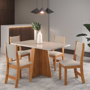 Conjunto de Jantar Mesa Retangular Ritmos com 4 Cadeiras Sol