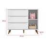 Quarto Bebe Retro Completo Lunna Guarda Roupa 3 Portas Comoda 1 Porta e Berço Branco - Mobili - 6
