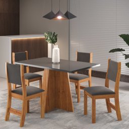 Conjunto de Jantar Mesa Retangular Ritmos com 4 Cadeiras Sol - 1
