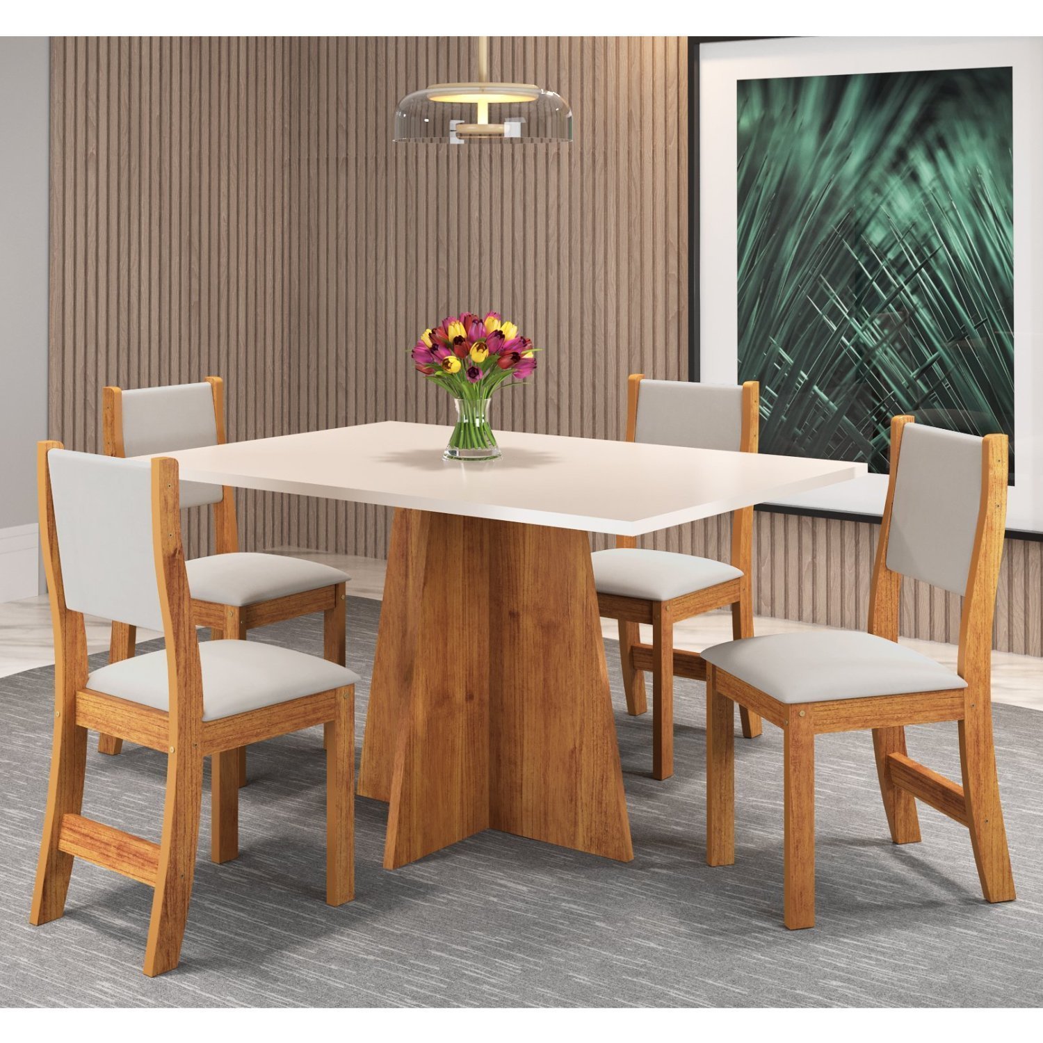 Conjunto de Jantar Mesa Retangular Sense com 4 Cadeiras Sol - 1