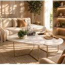 Ver imagem 2 de Conjunto de Mesa de Centro Industrial Orgânica de Metal Dourado Pietra Cor: Atenna/Atenna