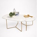 Ver imagem 2 de Conjunto de Mesa de Centro Industrial Orgânica de Metal Dourado Pietra