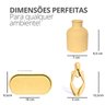 Kit 3pçs Decoração Estátua Pensadora Garrafa Listrada e Bandeja - Amarelo - 2