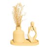 Kit 3pçs Decoração Estátua Pensadora Garrafa Listrada e Bandeja - Amarelo - 1