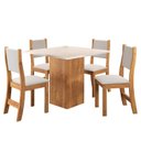 Ver imagem 2 de Conjunto Mesa de Jantar 4 Cadeiras 90cm Veludo Mel Marfim Liric