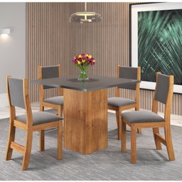 Conjunto de Jantar Mesa Quadrada Liric com 4 Cadeiras Sol - 1