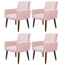 Ver imagem 1 de Kit 4 Poltronas para Sala Pés de Madeira Nina Rosa Bebê