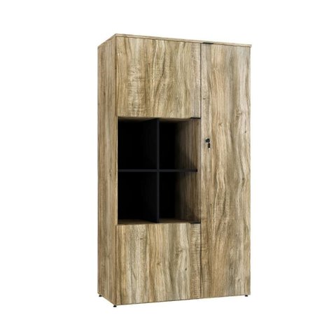 Armário Alto com Nicho e 03 Portas 161,5x90x42cm Wlan90 Carvalho - Preto