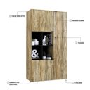 Ver imagem 4 de Armário Alto com Nicho e 03 Portas 161,5x90x42cm Wlan90 Carvalho - Preto