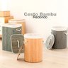 Cesto Roupa Suja Multiuso Bambu Redondo Banheiro Lavanderia - 6