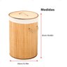 Cesto Roupa Suja Multiuso Bambu Redondo Banheiro Lavanderia - 2
