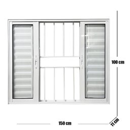 Janela Veneziana de Alumínio 6 Folhas 100 X 150cm Linha 25 com Grade Esquadrias Bergamo - 3