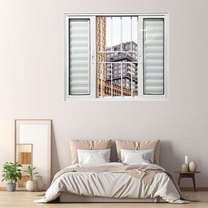 Janela Veneziana de Alumínio 6 Folhas 100 X 150cm Linha 25 com Grade Esquadrias Bergamo