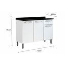 Ver imagem 3 de Módulo Cozinha Bertolini Evidence Balcão C/ Tampo 7122 C/ 3 Portas e 1 Gaveta 120cm Branco/preto-