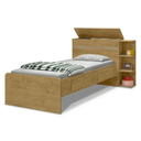 Ver imagem 4 de Cama Solteiro com Baú 2 Gavetas e 3 Nichos Jade Nature Marrom