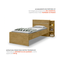 Ver imagem 5 de Cama Solteiro com Baú 2 Gavetas e 3 Nichos Jade Nature Marrom