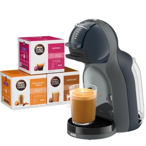 Kit Cafeteira Cápsula Dolce Gusto Mini Me 2.0 Plástico 0,8L Cinza Chumbo 110V