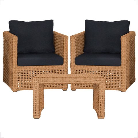 Mesa Centro e 2 Poltronas Madri Corda Náutica Estofado 12 Trama Original