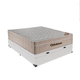 Cama Box Baú Branco e Colchão Airtech SpringPocket Casal Ortobom - 1