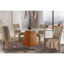 Ver imagem 1 de Conjunto: Mesa Sala Jantar Luna C/ Tampo Madeirado C/ Vidro Canto Curvo 90x90cm e 4 Cadeiras Jade