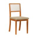 Ver imagem 4 de Conjunto Sala de Jantar Mesa Pérola Madeira Maciça Tampo em Vidro Offwhite com 4 Cadeiras Tecido Vel
