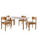 Ver imagem 2 de Conjunto Sala de Jantar Mesa Malta 120cm Tampo Laqueado com Vidro e 4 Cadeiras Star