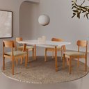 Ver imagem 1 de Conjunto Sala de Jantar Mesa Malta 120cm Tampo Laqueado com Vidro e 4 Cadeiras Star