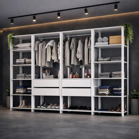 Guarda-roupa Closet Modulado Arizona 4 Gavetas 270cm Multimóveis Mp4784 Branco