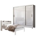 Ver imagem 1 de Cama Casal Invicta com Guarda Roupa Italia Branco Brilho- Santos Andirá