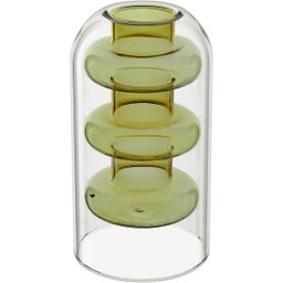 Vaso Decorativo Enfeite Casa Parede Dupla Home&co Borossilicato 15x8x8cm Âmbar - 1