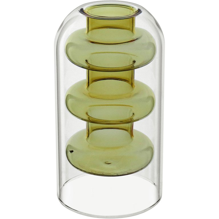 Vaso Decorativo Enfeite Casa Parede Dupla Home&co Borossilicato 15x8x8cm Âmbar