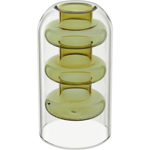 Vaso Decorativo de Borossilicato Âmbar 15x8x8cm Enfeite Sala Mesa Estante Flores