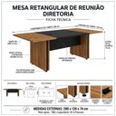 Ver imagem 7 de Mesa de Reunião Diretoria - 2,80x1,20m - Workstart - Nogal Sevilha/Preto - 22013