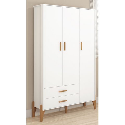 Roupeiro Infantil Quarto de Bebê Iris Retro - Pés de Madeira:branco