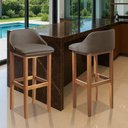 Ver imagem 3 de Kit 2 Banquetas Luxo Alta Realeza - Base em Madeira Maciça - Estofado em Linho