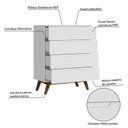 Ver imagem 4 de Cômoda Infantil Retrô 4 Gavetas Sonhare Branco