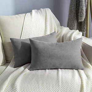Almofada Retangular Suede Veludo 30x50cm Cinza FASTLAR Capa com enchimento