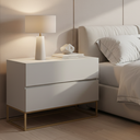 Ver imagem 1 de Mesa de Cabeceira Eros 60cm Base Dourado Mdf/mdp Mesinha Apoio Quarto Escritório Moderno:off White