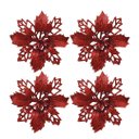Ver imagem 1 de Jogo 4 Flores Bico de Papagaio Vermelha Natal Pick Glitter 9cm com Presilha - Magizi