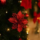 Ver imagem 2 de Jogo 4 Flores Bico de Papagaio Vermelha Natal Pick Glitter 9cm com Presilha - Magizi